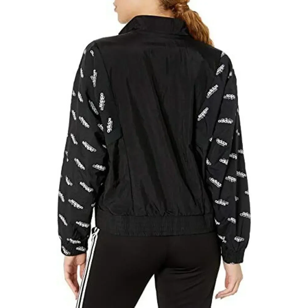 Adidas Womens Full Zip Track Jacket Size M Sporty Athletic Activewear Wicking